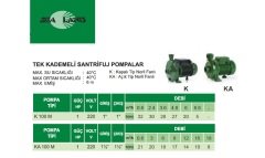 Sea Land  K 100 M   1Hp 220V  Döküm Gövdeli Tek Kademeli Santrifüj Pompa (Kapalı Noril Fanlı Model)