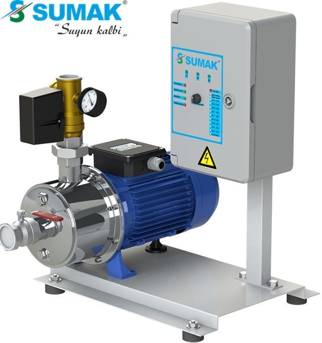Sumak SMINOX12A220/2T 1X1.6 kW 380V Tek Pompalı Emişli Kademeli Paslanmaz Yatay Hidrofor