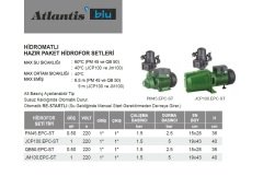 Atlantis Blu  QB50.EPC-ST  0.50 Hp 220V  Hidromatlı Hazır Paket Hidrofor Seti