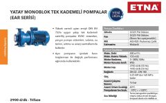 Etna EAR 80-26/370  50Hp 380V  Pik Döküm Gövdeli  Yatay Monoblok Tek Kademeli Santrifüj Pompa (2900 d/dk-Trifaze)
