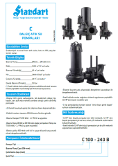 Standart C 50-200 F (4 kW - 5.5 HP) Parçalayıcı Bıçaklı Dalgıç Pompa