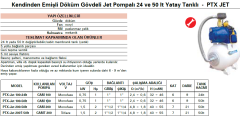 Pentax PTX-Jet 200T-50lt 2Hp 380v Döküm Gövdeli Emişli Jet Paket Hidrofor