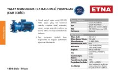 Etna EAR4 65-32/150  20Hp 380V  Pik Döküm Gövdeli  Yatay Monoblok Tek Kademeli Santrifüj Pompa (1450 d/dk-Trifaze)