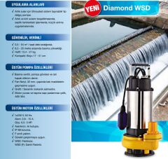 Alarko WSD 40-11 AF   2Hp 220v  Açık Fanlı Atık Pis Su Dalgıç Pompa