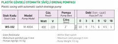 Water Sound M-400A 400w 220v Otomatik Sensörlü Drenaj Dalgıç Pompa