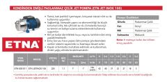 Etna ETN JETINOX 100  1.1Hp 220V Paslanmaz Çelik Gövdeli Kendinden Emişli Jet Pompa