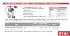 Etna JET İNOX 100-50WS  1Hp 220V Paslanmaz Çelik Gövdeli Kendinden Emişli Jet Pompalı Yatık Tanklı Paket Hidrofor - 50 Litre Değiştirilebilir Membranlı Tanklı