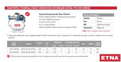 Etna YPH 60-50 WS  1.5Hp 220V Döküm Gövdeli Yatay Kademeli Santrifüj Pompalı Yatık Tanklı Sessiz Paket Hidrofor - 50 Litre Değiştirilebilir Membranlı Tanklı