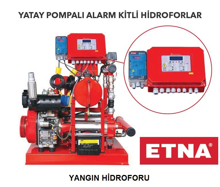 Etna Y2 KO 15/9-55+D10+KO 4/9 Paslanmaz Çelik Gövdeli 380V Yatay Pompalı Alarm Kitli Yangın Hidroforu (Dizel+Elektrikli+Jokey Pompalı) - Aisi 304