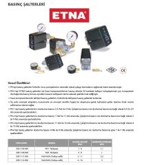 Etna PA4 Tahliyesiz  (2-8 Bar basınç aralığı) Hidrofor Ve Pompa Basınç Şalteri