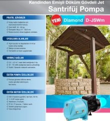 ALARKO JET D-JSWM-15M   1 1/4'' Çıkışlı 1.5Hp 220v Döküm Gövdeli Kendinden Emişli Jet Pompa
