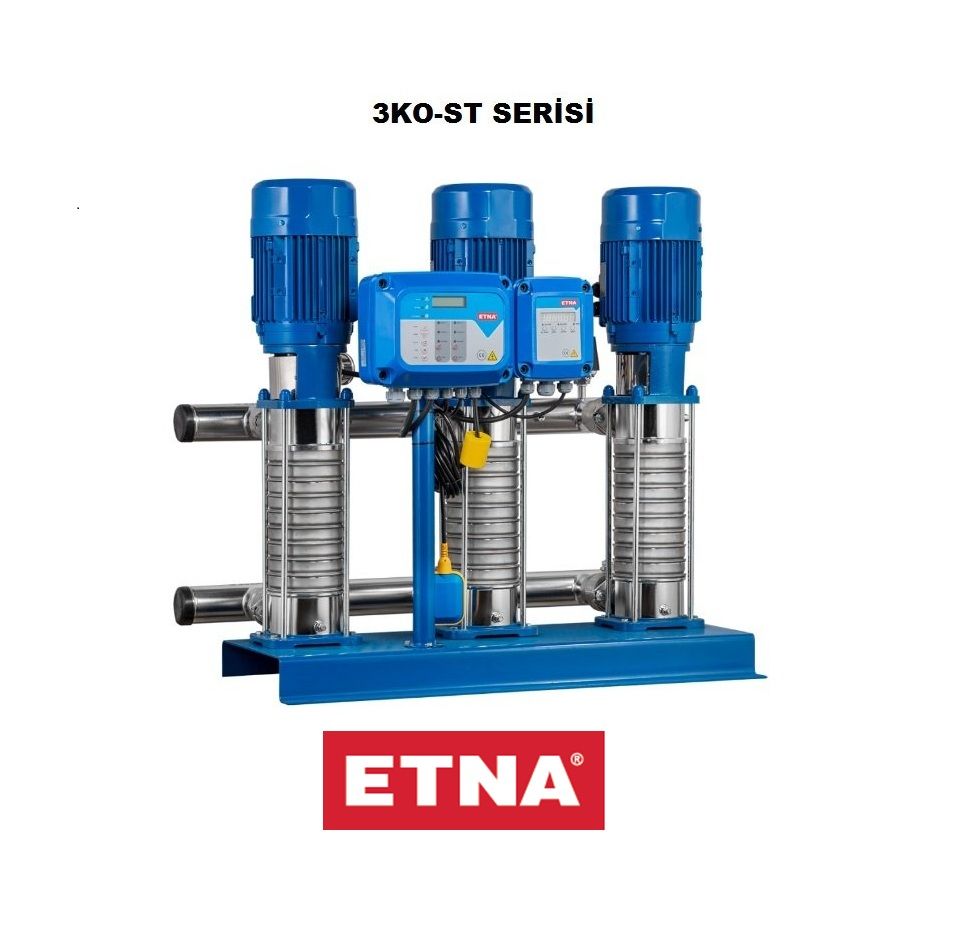 Etna 3KO-ST12/5-30  3x4Hp 380V Üç Pompalı Komple Paslanmaz Çelik Dik Milli Sabit Devirli Hidrofor (Aisi 304)