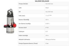 SUMAK, SDF12/3, 1.8Hp, 220V, Paslanmaz Gövdeli Temiz Su Dalgıç Pompa