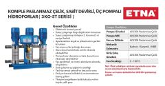 Etna 3KO-ST16/9-75  3x10Hp 380V Üç Pompalı Komple Paslanmaz Çelik Dik Milli Sabit Devirli Hidrofor (Aisi 304)