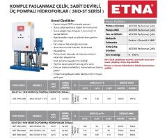 Etna 3KO-ST16/11-110  3x15Hp 380V Üç Pompalı Komple Paslanmaz Çelik Dik Milli Sabit Devirli Panolu Hidrofor (Aisi 304)