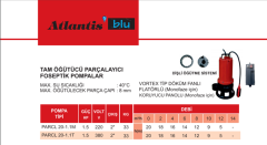 Atlantis Blu PARCL 20-1.1M 1.5hp 220v Parçalayıcılı Foseptik Dalgıç Pompa