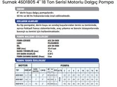 SUMAK, 4SD1805, 1.5HP, 2\'\' Çıkışlı, Dalgıç Pompa (Kademe)