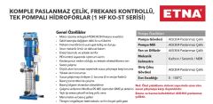 Etna 1HF KO-ST16/5-55  7.5Hp  Tek Pompalı Komple Paslanmaz Çelik Dik Milli Değişken Devirli Frekans Kontrollü Çok Kademeli Sessiz Hidrofor (Aisi 304)