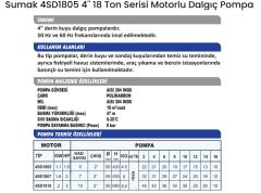 SUMAK, 4SD1807, 2HP, 2\'\' Çıkışlı, Dalgıç Pompa (Kademe)