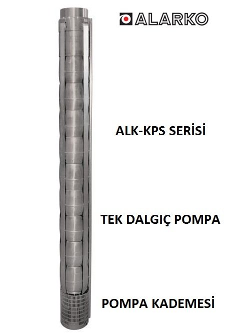 Alarko 8125/02-AA   17.5Hp  8'' Paslanmaz Çelik Derin Kuyu Tek Dalgıç Pompa (Tek Pompa-Pompa Kademesi) ALK-KPS Serisi