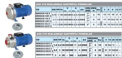 Sumak SMINOX/K-220/2T X 2.2Hp 380V Paslanmaz Santrifüj Pompa (AISI 316)