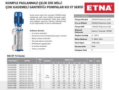 Etna APS KO-ST 5/13-30  4Hp 380V Komple Paslanmaz Çelik Dik Milli Çok Kademeli Kompakt Yapılı Yüksek Verimli Santrifüj Pompa - Aisi 304 (2900 d/dk)