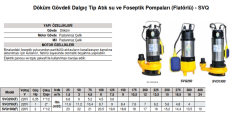 Stream SVQ750(F) 1hp 220v Açık Fanlı Pis Su Dalgıç Pompa