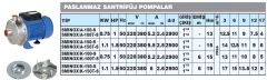 Sumak, SMINOX/A-150T-S, 1.5Hp, 380V, Paslanmaz Sıcak Su Santrifüj Pompası