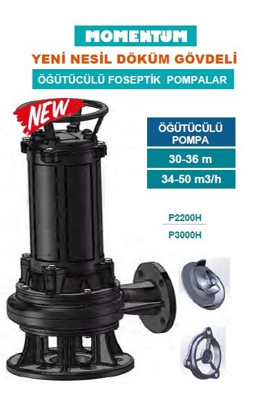 MOMENTUM P3000H- 4HP-380V- PARÇALAYICI BIÇAKLI DÖKÜM GÖVDELİ FOSEPTİK DALGIÇ POMPA