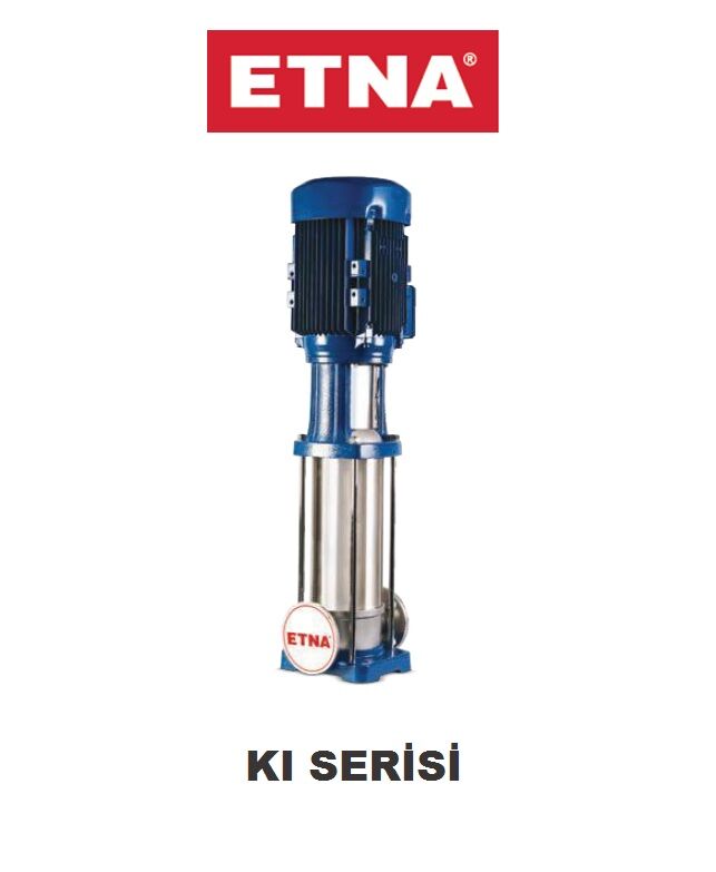Etna KI 5/6-11  1.5Hp 380V Komple Paslanmaz Çelik Dik Milli Çok Kademeli Kompakt Yapılı İnline Bağlantılı Verimli Santrifüj Pompa - 2900 d/dk (Aisi 304)