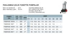 Arven TIGER 100 M   1Hp 220 V  Paslanmaz Çelik Vortex Fanlı Foseptik Dalgıç Pompa