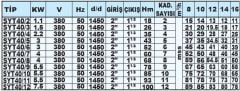 Sumak, SYT40/3, 1.5Kw, 380V, 1450 d/d, Yatay Milli Kademeli pompalar