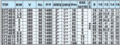 Sumak, SYT40/5, 3Kw, 380V, 1450 d/d, Yatay Milli Kademeli pompalar