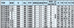 Sumak, SYT40/11, 5.5Kw, 380V, 1450 d/d, Yatay Milli Kademeli pompalar