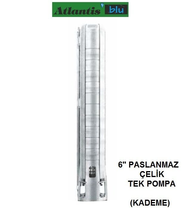 Atlantis Blu   6KR/SSA21   15Hp   6'' Çok Kademeli  Tek Dalgıç Paslanmaz Çelik Fan ve Difüzörlü Pompa (Kademe-Motorsuz Tek Pompa)