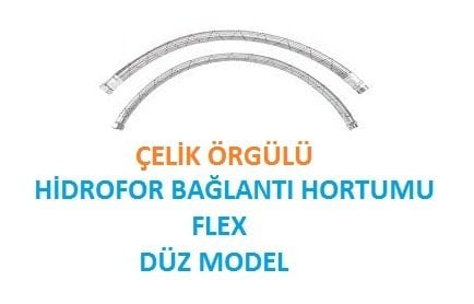 1½ '' 100 cm DÜZ TİP ÇELİK ÖRGÜLÜ HİDROFOR BAĞLANTI HORTUMU (FLEX)