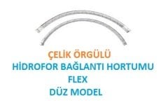 1½ '' 100 cm DÜZ TİP ÇELİK ÖRGÜLÜ HİDROFOR BAĞLANTI HORTUMU (FLEX)