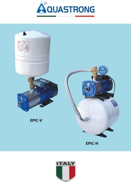 Aquastrong  EPIC-H36/XHC 4-7 M     2Hp 220V   Yatay Tanklı Kademeli Akıllı Paket Hidrofor