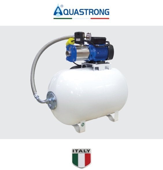 Aquastrong  CH 24 XHC 2-5      0.75Hp 220V   24 Litre  Yatay Tanklı Paslanmaz Yatay Kademeli Paket Hidrofor