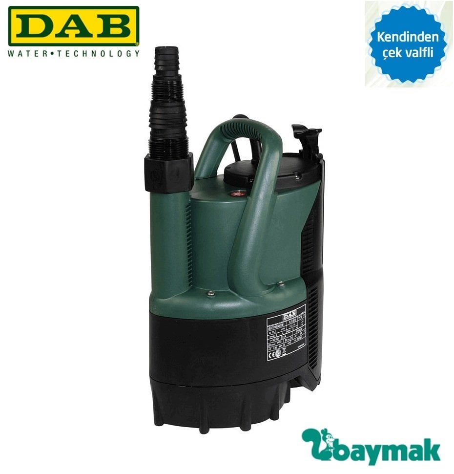 Dab  VERTY NOVA 200 M     0.2 kW  220V   Sıfırdan Emişli Drenaj Dalgıç Pompa (Dar çukurlar için minimum 20x20 cm)