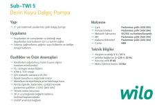 Wilo Sub-TWI 5 305 FS  1Hp 220V  5\'\' Paslanmaz Çelik Çok Kademeli Keson Kuyu Dalgıç Pompa (Derin Kuyu Dalgıç Pompa)
