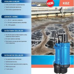 ALARKO, KBZ 23.7 , 5HP, 380V, ENDÜSTRİYEL TİP, DRENAJ DALGIÇ POMPASI (2'')