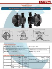 Arissa HM-25-120-180 1 1/2'' Dişli Frekans Kont. Sirkülasyon Pompası