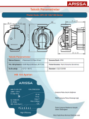 Arissa HM-25-80-180 1 1/2'' Dişli Frekans Kont. Sirkülasyon Pompası